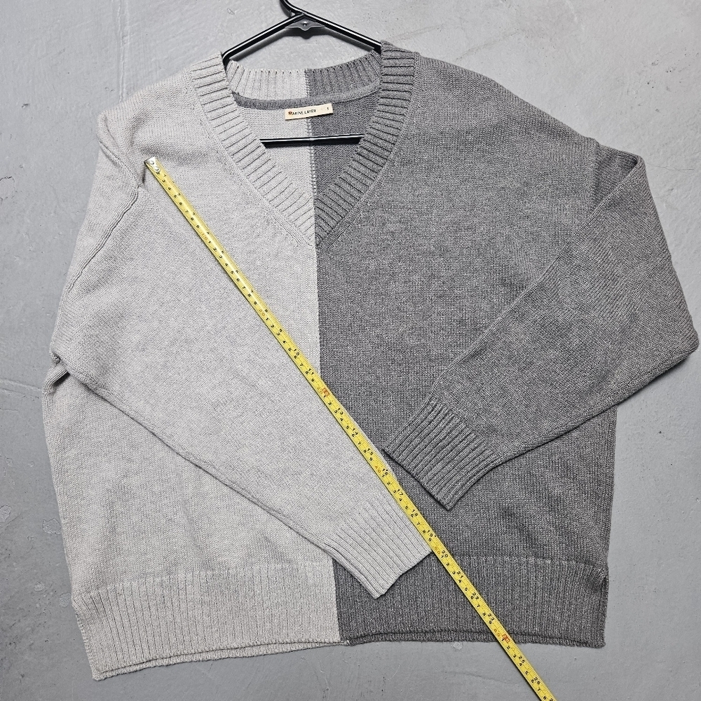 Marine LayerTwo-Tone Gray Women's Sz S Oversized Boxy Merino Wool Blend Sweater - Picture 11 of 14